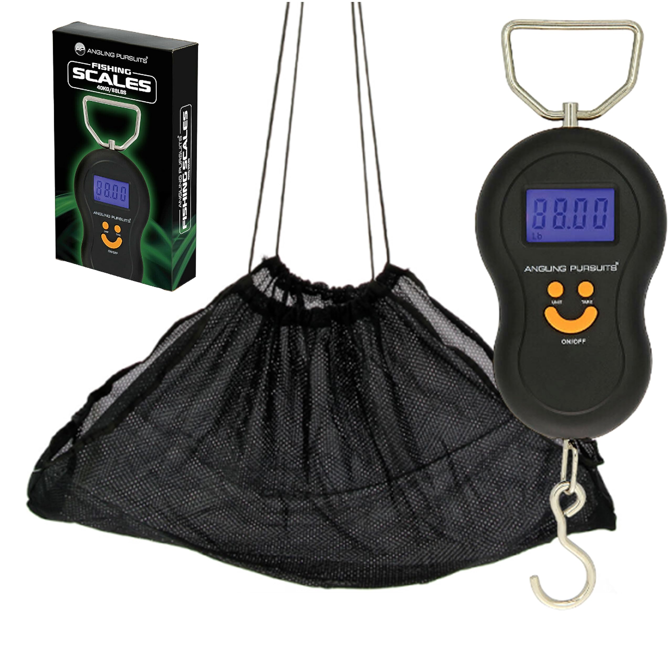 DIGITAL FISHING SCALES ANGLING PERSUITS 40KG + NGT BLACK WEIGHING SLING COMBO