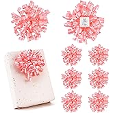 LiBongTa 5 Inch Baby Pink Gift Bow Curly Ribbon Bows Set of 8, Double Faced Satin Ribbon Bow Premade Self Adhesive Bow Decorations for Party, Wedding, Holiday, Bows for Crafts, Wine Bottle, Presents