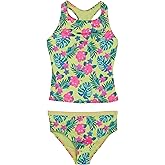 Lands' End Girls' UPF 50+ Swim Bikini Bottom and Racerback Tankini Set