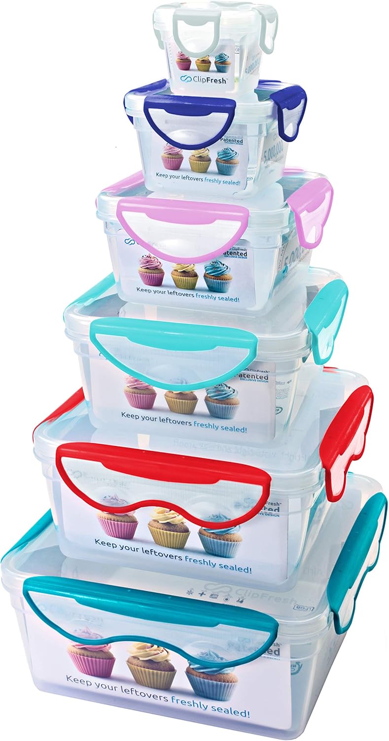 ClipFresh CFPPST2002X 12Piece Airtight BPAFree Plastic Nesting Food