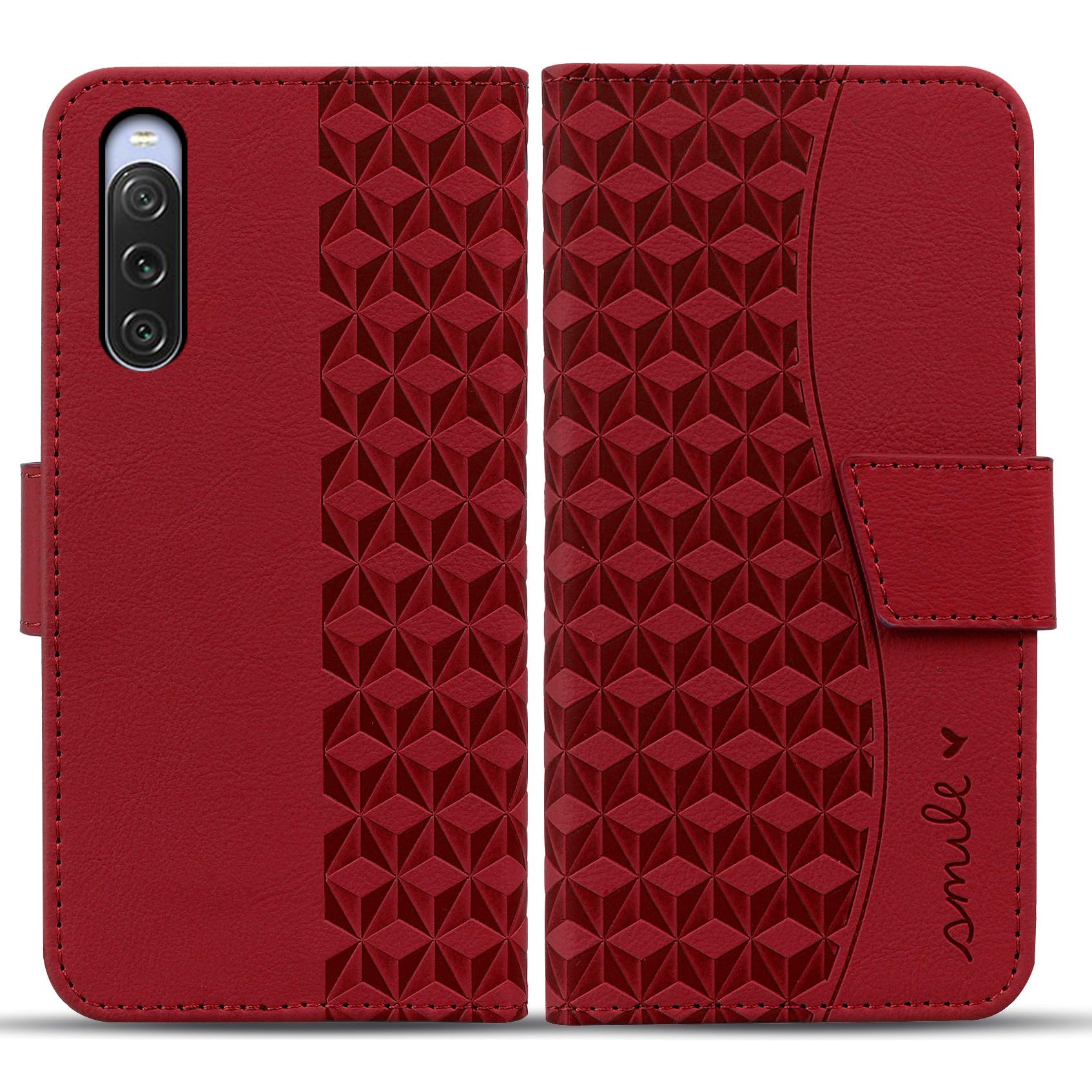 Rostsant Case for Sony Xperia 10 V 5G Cover Premium PU Leather Flip Phone Case Wallet Card Slots Protective Cover for Sony Xperia 10 V 5G Red