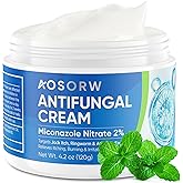AOSORW Antifungal Cream for Jock Itch - Miconazole Anti Fungal Cream for Itchy Skin Relief Extra Strength - Ringworm Treatment for Humans - Athlete's Foot Treatment - 4.2 oz (120g)