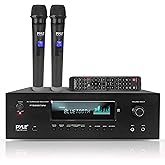 Pyle 1000W Bluetooth Home Theater Karaoke Receiver - 5.2-Ch Stereo Amplifier 2 UHF Wireless Microphone Video Pass-Through Supports, MP3/USB/HDMI/AM/FM Radio - Pyle PT888BTWM.5