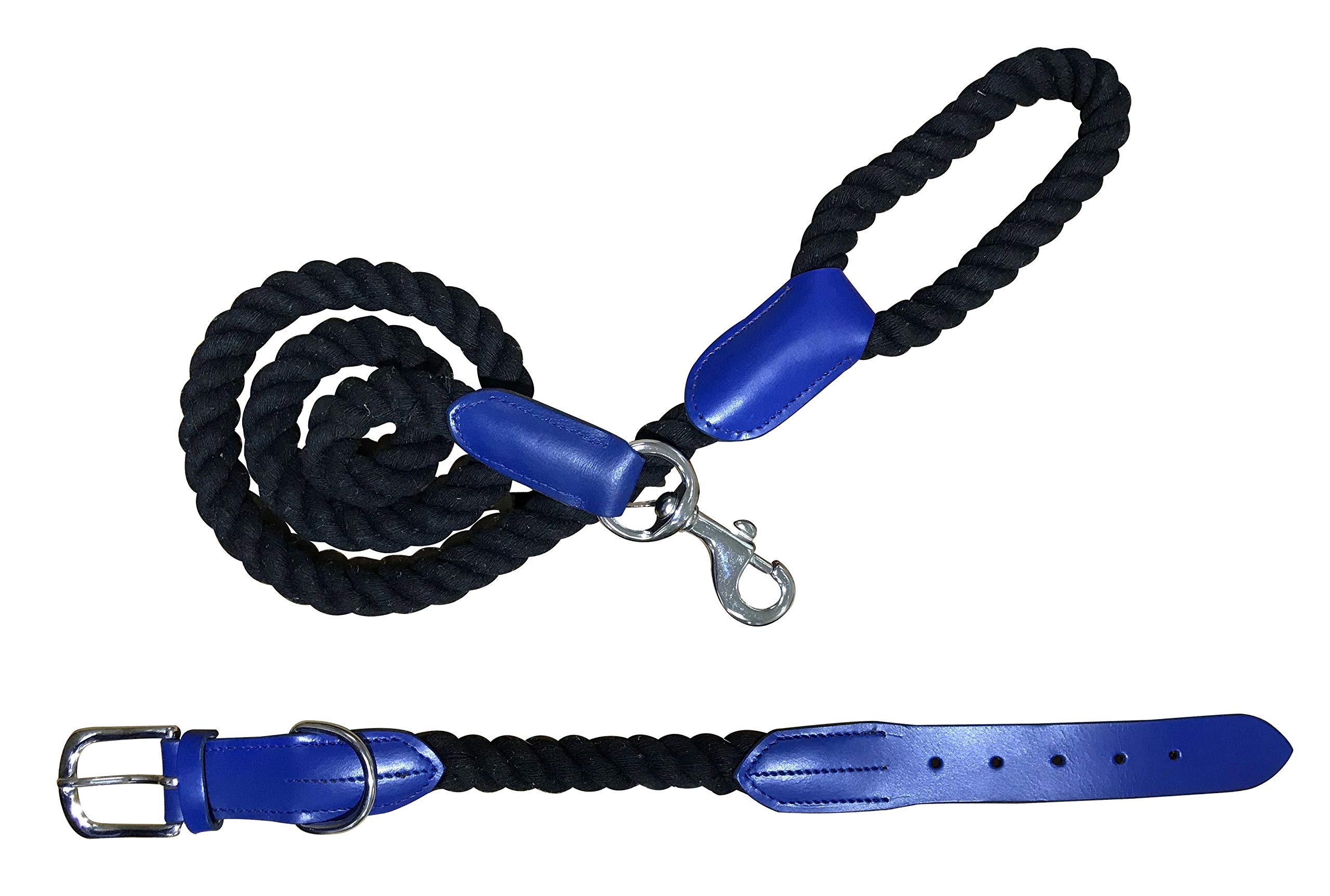 BRADLEY CROMPTON Genuine Leather Matching Pair Dog Collar and Lead Set S