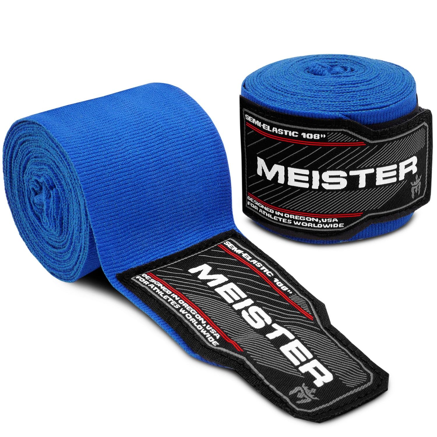 Meister Junior 108" Semi-Elastic Hand Wraps for MMA & Boxing (Pair) - Blue