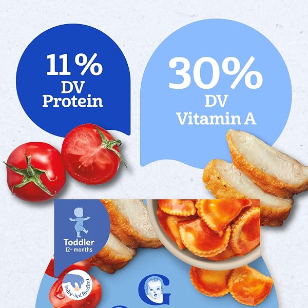 GERBER TODDLER FOOD, CHICKEN PARMESAN RAVIOLI PICK-UPS, MEALTIME FOR TODDLER