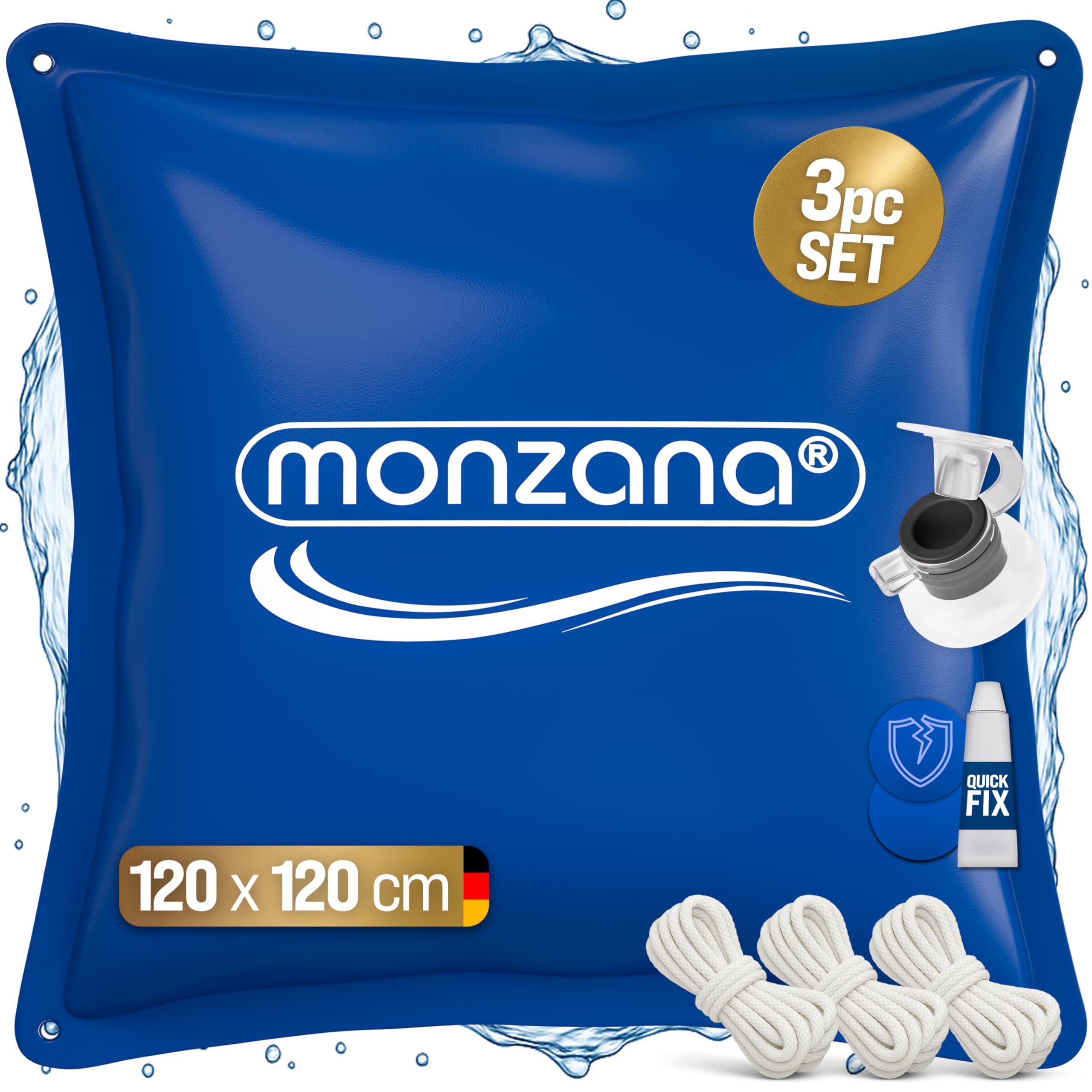 Monzana 3x XL Winter PVC Pool Cushion Chlorine Resistant Rope -20°C Double Seam Safety Valve 4 Reinforced Eyelets Cover
