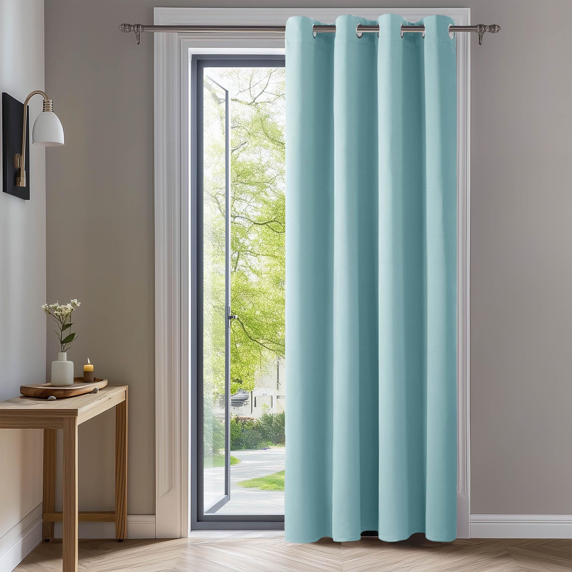 Deconovo Thermal Insulated Blackout Curtain Eyelet Curtain for Bedroom 52"x 90" Sky Blue 1 PANEL