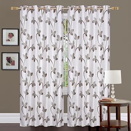 selective Polyester Embossed Door Curtain(Choco Brown, 4x7 Feet) - Set of 2