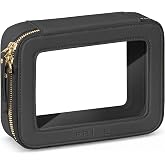 Prite Clear Makeup Bag Travel Cosmetic Organizer Toiletry Case for Women | Waterproof Vegan Leather, Portable Organizer, Car 