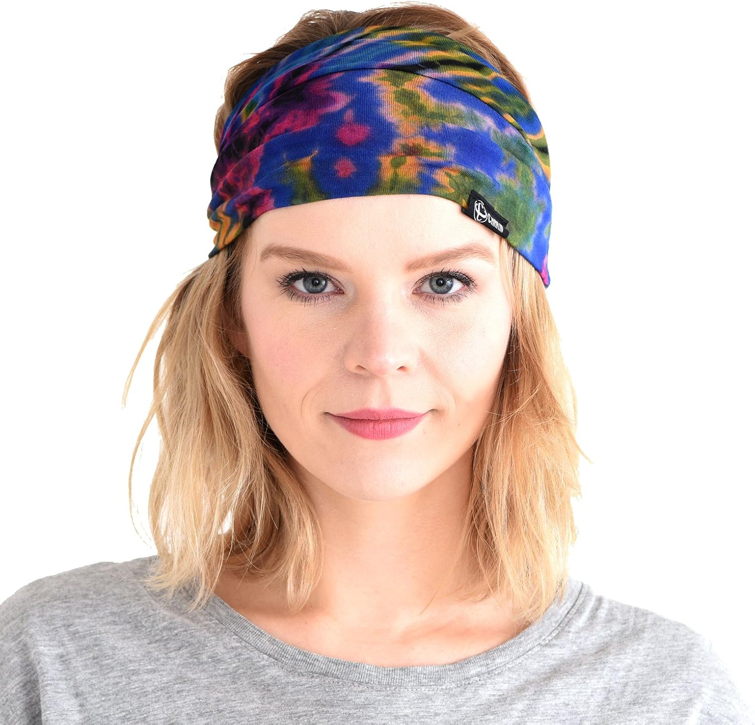 Tie-Dye Womens & Mens Workout Headband, Hand-dyed Elastic Hippie Tie Sweatband for Sports & Fashion C