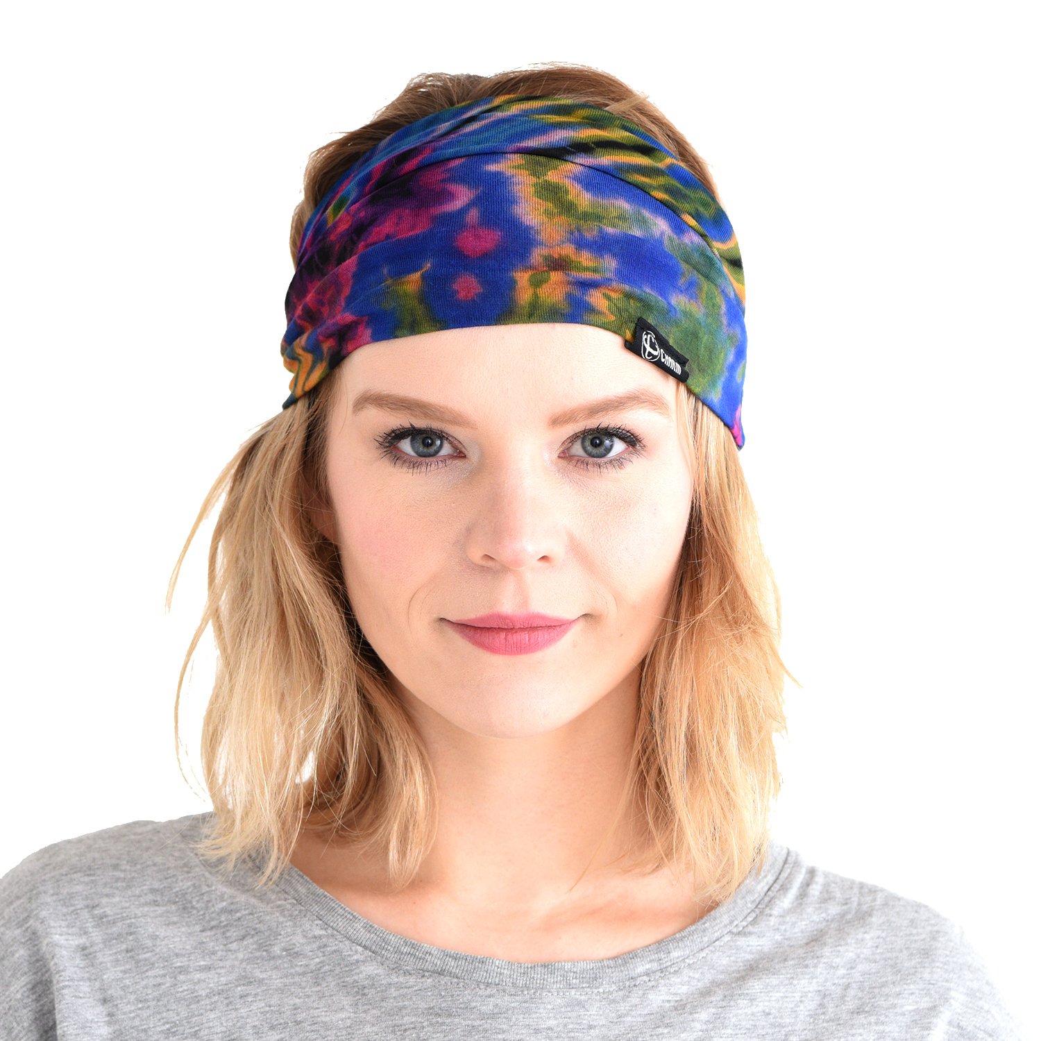 Tie-Dye Womens & Mens Workout Headband, Hand-dyed Elastic Hippie Tie Sweatband for Sports & Fashion C