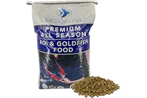 BIG KAHUNA TROPICAL FISH Big Kahuna Koi Fish Food- 45lbs Food – Made in The USA - Floating Pellets – 3/16" - 1/4" Pellet Size – 32% Protein Fish Food – Rich in Nutrients