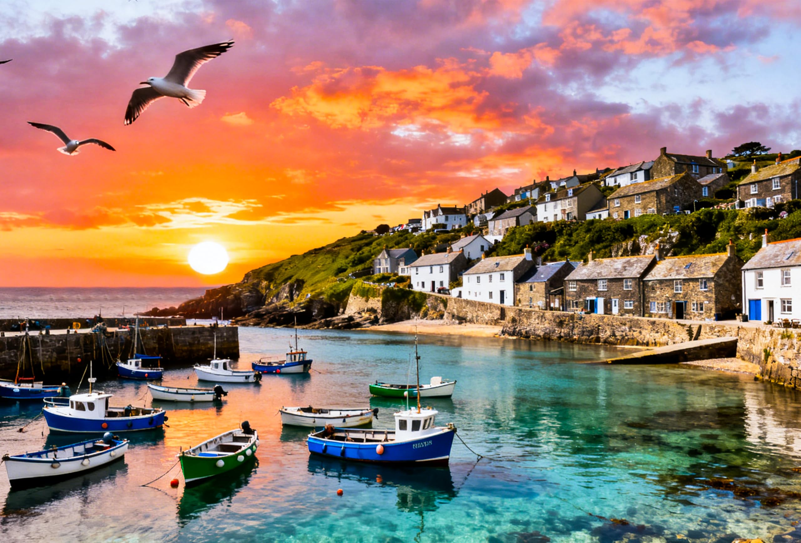 Jigsaw Puzzles for Adults 1000 Pieces, Recycled Paper Jigsaw Puzzle 1000 Pieces - Fun, Difficult & Challenging Family Game for The Whole for Women, Gifts for Men, 70 * 50 cm, Theme: Harbor Sunset