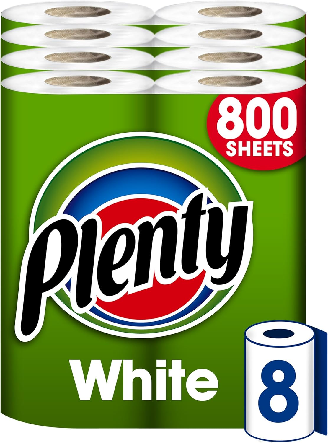 Plenty White Kitchen Roll 200 Sheets per roll, 4 x 2 rolls (total 8