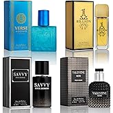 Signature Scent 4-Piece Mini Fragrance Set for Men Includes Savvy/1 Billion/Verse/Valentine Collection of Woody, Spicy, Citrus & Aromatic Fragrance Non-Irritating Ingredient Each One in 30ml Bottle