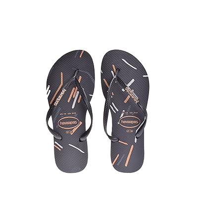 black slim havaianas with gold logo
