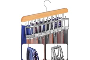 TOPIA HANGER 20 Hooks Belt Tie Hanger Space Saving for Closet, 2 IN 1 Belt Ties Racks Max 30 Belts with 30 Ties Capacity, Curved with Flat Hooks for Belts,Ties,Bras,Closet Organizers and Storage CT69N