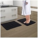 Drhob 2Pcs Gray 17"x 24" Non Slip Coral Velvet Bathmat Absorbent Bath Rugs Memory Foam Bath Mats with Anti-Skid Bottom