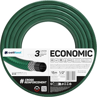 Cellfast Garden Hose ECONOMIC 1/2" 15m 3-Layer UV Resistant Algae Free Europe