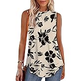 OFEEFAN High Neck Tank Tops for Women Loose Fit Sleeveless Top Summer Clothes Womens Tunic Tops to Wear with Leggings