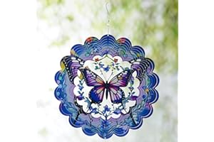 USEAMIE Outdoor Butterfly Wind Spinners-12 Inch Butterfly Decor Outdoor Hanging Wind Sculptures Birthday Gifts for Women Mom Wife Grandma 3D Wind Spinner for Garden Decor for Outside, Garden, Patio, Yard
