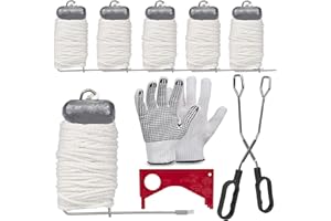 QualyQualy 9 Pack Crab Throw Line Length 30FT/9.14M Weighted Crab Trap Line Kit with Tong, Measuring Tool and Gloves Crabbing Equipment Combo