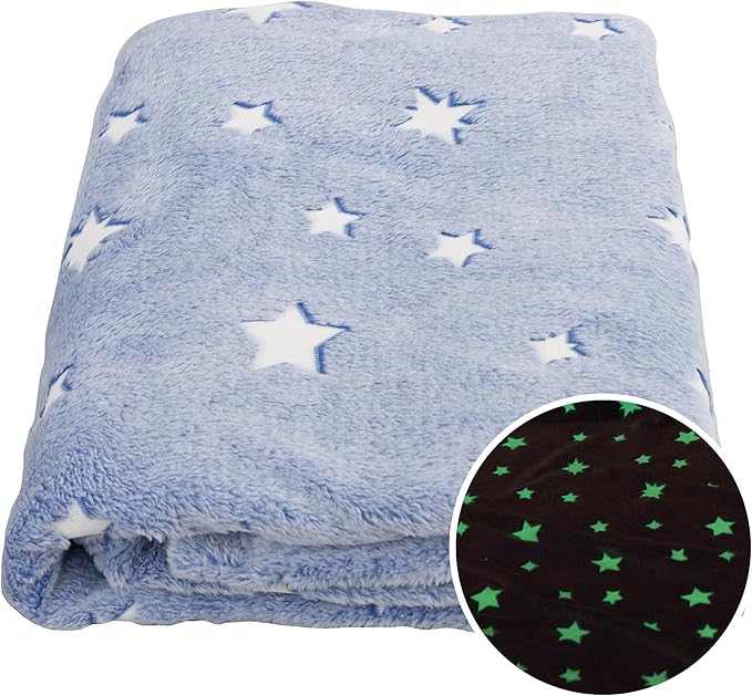 SOCHOW Glow in The Dark Throw Blanket 127cm × 150cm, Stars Pattern Flannel Fleece Blanket, All