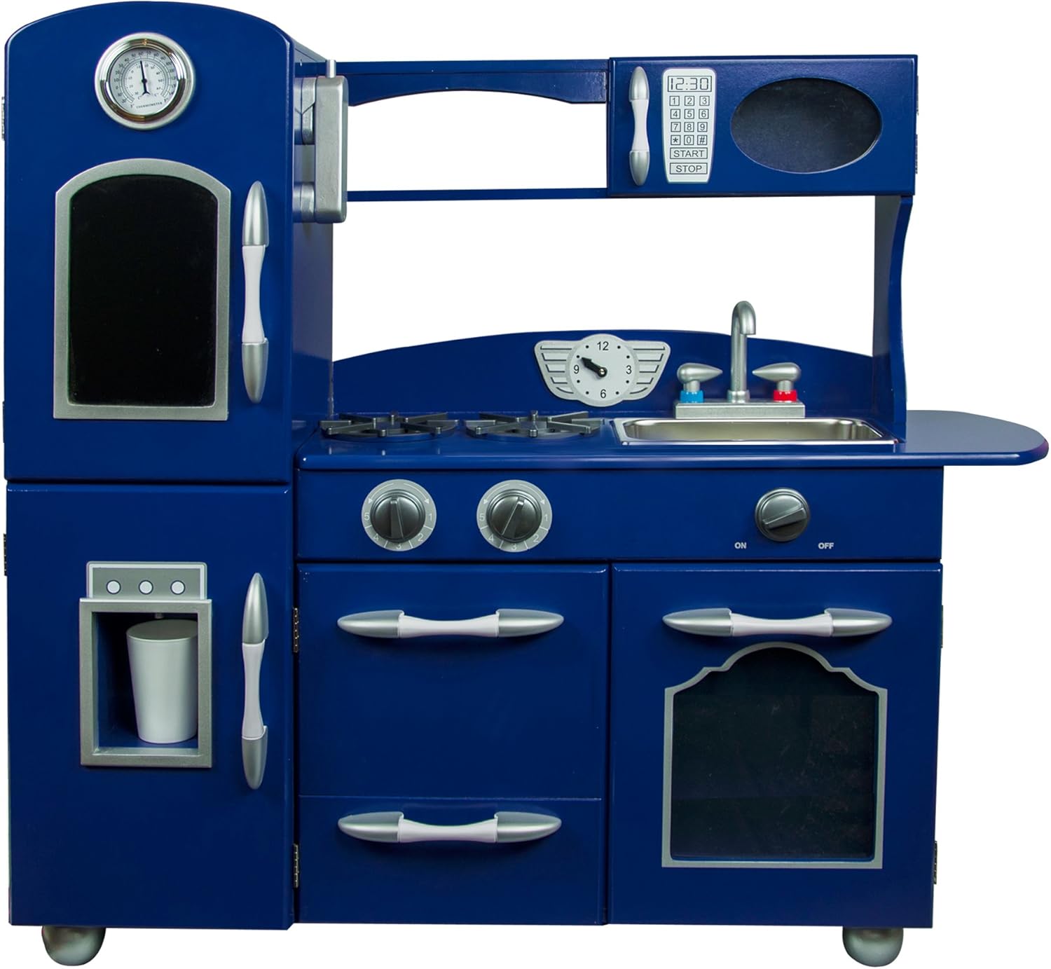 blue wooden toy kitchen