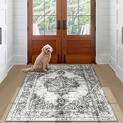 Area Rug 3x5 Vintage Rug: Washable Indoor Medallion