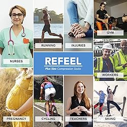 Refeel 3 Packs Plus Size Compression Socks Wide