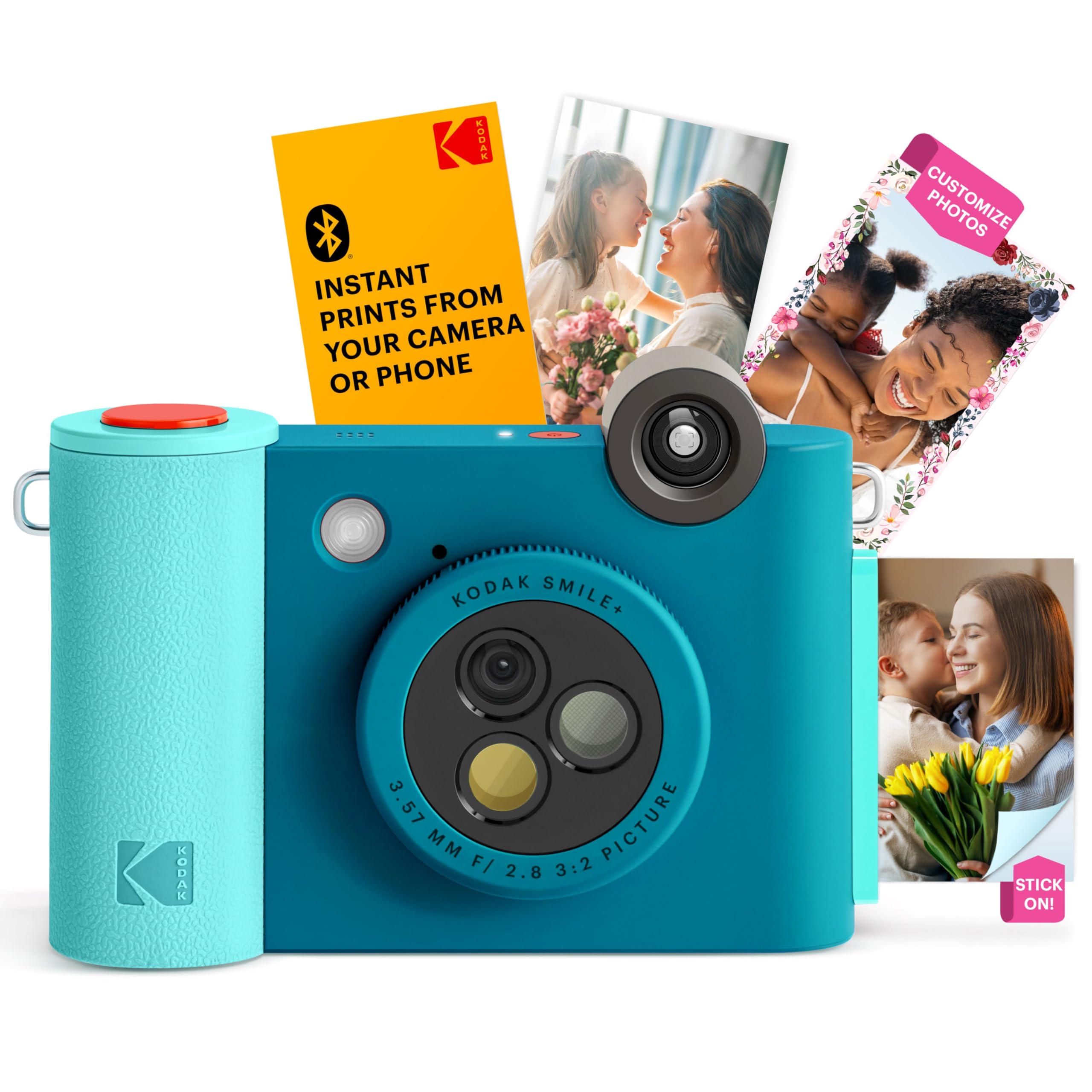 KODAK Smile+ 2-in-1 Digital Instant Camera & Wireless Bluetooth Photo Printer, 10MP, Special-Effect Rotating Lens, Zink 2x3" (5.1x7.5 cm) Sticky-Back Photos, Print via App from Smart Devices, Blue