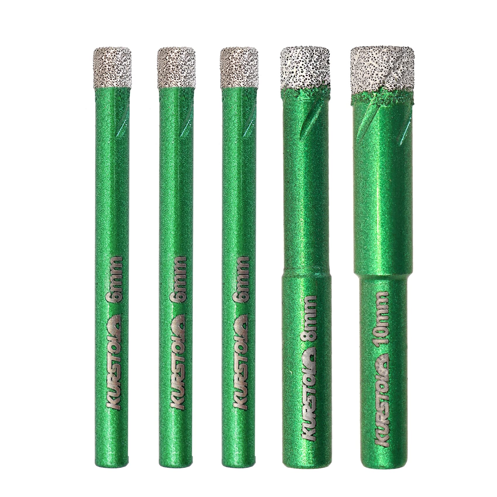 Dry Diamond Drill Bit Set - Diamond Tipped Hole Saw Bit for Porcelain Tile Ceramic Marble Granite Stone,Diamond Core Drill Bit Kit Round Shank Fixed on Drills,No.K6(6/6/6/8/10mm)