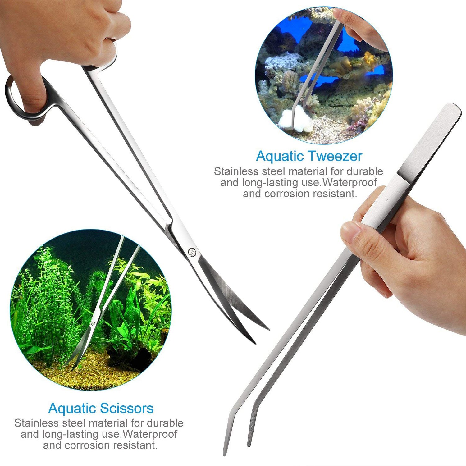 Skoye Aquarium Tweezers Scissor Spatula Tools 4 in 1 Long Stainless