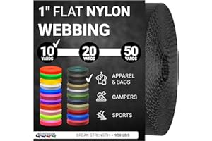 Strapworks Colored Flat Nylon Webbing - Strap For Arts And Crafts, Dog Leashes, Outdoor Activities - 1 Inch x 10, 20, or 50 Y