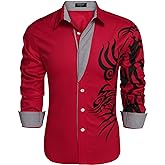 COOFANDY Men's Print Button Down Dress Shirt Fashion Long Sleeve Casual Shirts
