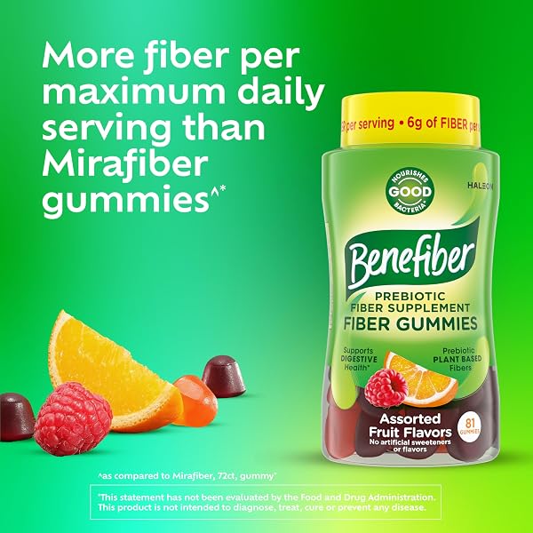 BENEFIBER PREBIOTIC FIBER SUPPLEMENT GUMMIES FOR DIGESTIVE HEALTH, ASSORTED FRUIT FLAVOR – 81 COUNT
