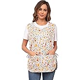 Nanxson Women Cobbler Apron with 2 Patch Pockets Cotton printed Smock with Side Ties for Work Chef kitchen CF3187