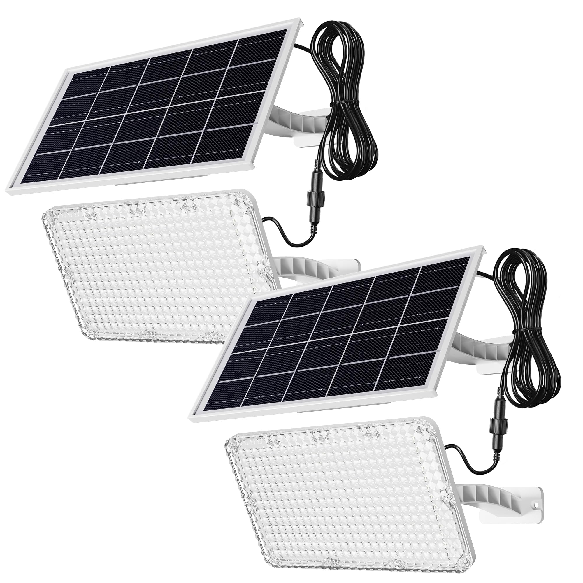 Photo 1 of 1000 Lumen 299 LED Solar Dusk to Dawn Light Outdoor JACKYLED Solar Powered Spotlight with 4000mAh Battery Outside Waterproof Wall Mount Security Light for Porch Storage Room Patio Shed (White, 2-Pack)