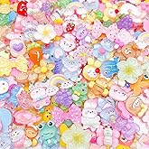 FULUSODO 120 Pcs Embellishments Cute Set, Flat Back Bulk Mixed Resin Set Ornament Scrapbooking