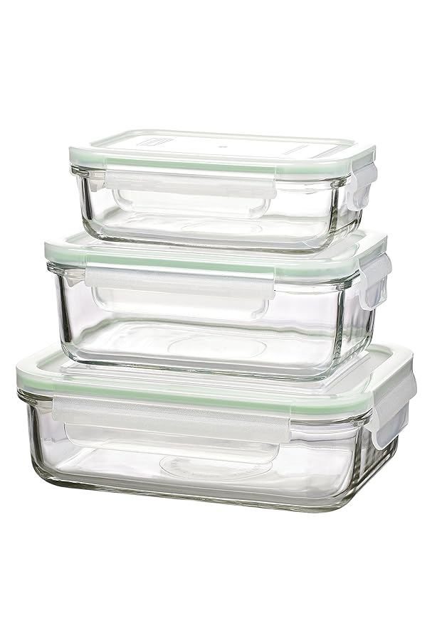 GLASSLOCK Für größere Ansicht Maus über das Bild ziehen (GL-640, 400ml, 715ml, 1 x 1000ml) Rechteckige Frischhaltedose aus Gl