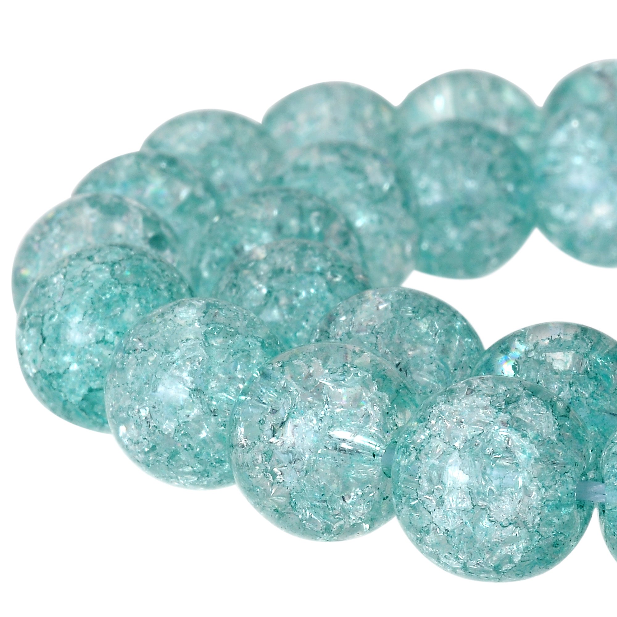 RUBYCA Round Crackle Druk Czech Crystal Pressed Glass Beads for Jewellery Making 6mm Strand (Blue)