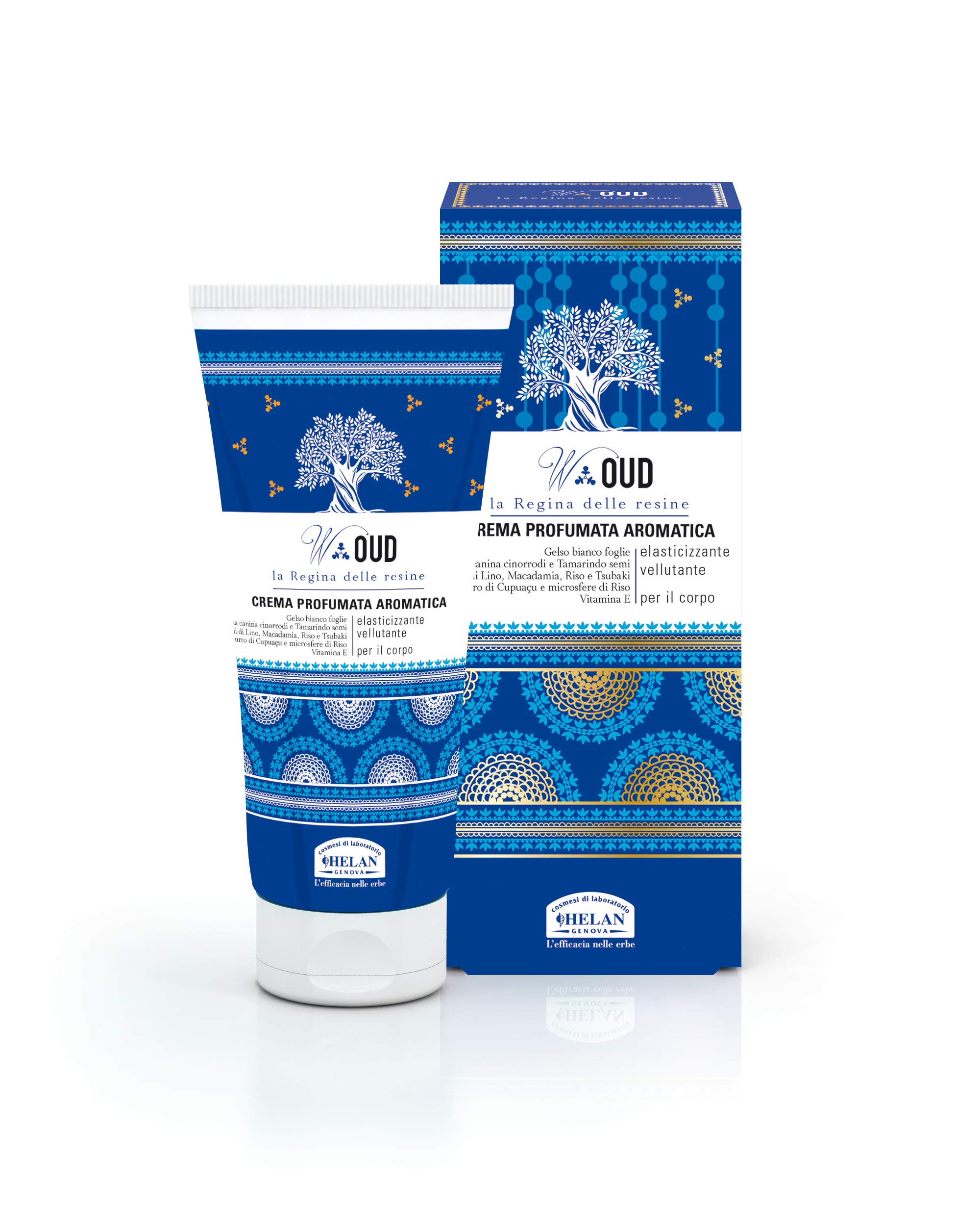 Helan W Oud - Moisturising, Rich & Velvety Body Cream with Essential Fatty Acids & Antioxidant Properties, Macadamia & Vitamin E - Scented & Gentle Moisturiser for Softer Skin - Made in Italy, 200 ml