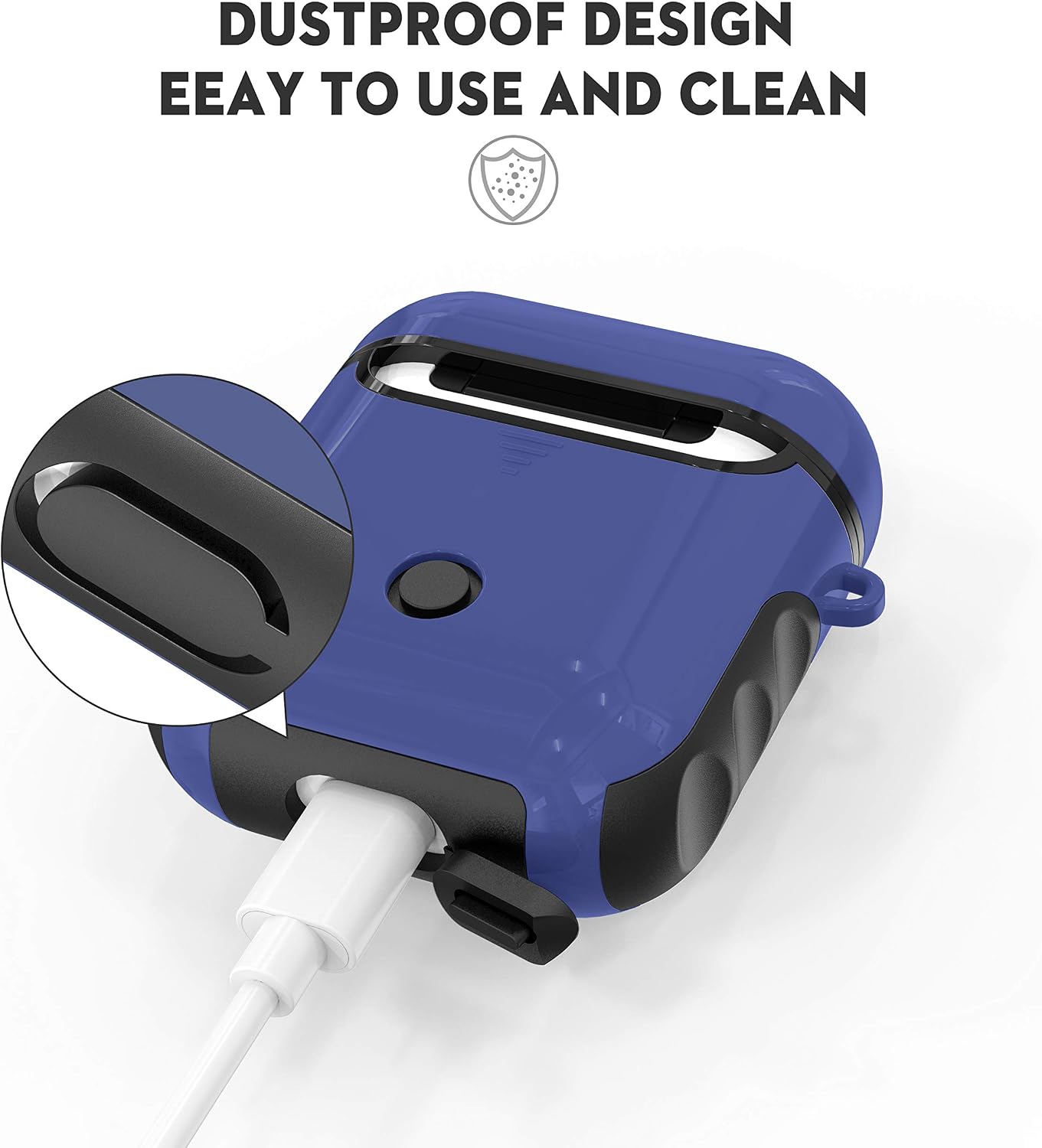 ORETECH Case for AirPods 1/2, 1 Shockproof, Anti-Scratch Silicone PC Accessories Case, Blue/Black, Blue & Black - Image 3
