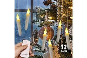 GMOND 12pcs Floating Candles for Halloween, Decorative Flameless Halloween Taper Candles Window Magic Floating Flickering Flameless Hanging Candles Halloween Candlesticks for Party