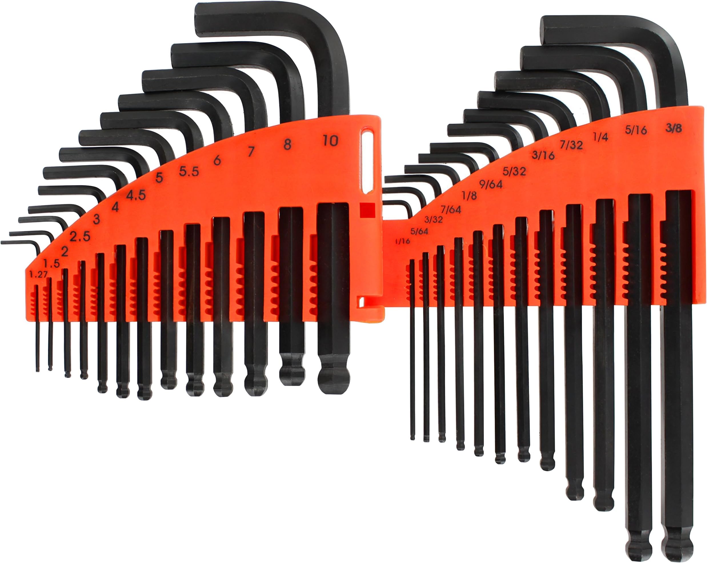 Drixet Extended Ball Point Hex Socket Driver Allen Key Wrenches in SAE-Inch & Metric Set with A Storage Case. (25-Piece)