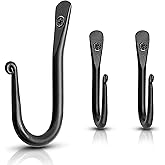 Stur-De Decorative Hooks for Wall - Wall Hooks for Hanging Coats, Hats, & Bags, Versatile Towel Hooks for Bathrooms or Kitchen - Wrought Iron Hanging Hooks - Pack of 3, Black - 2 x 0.35 x 3.75 Inches