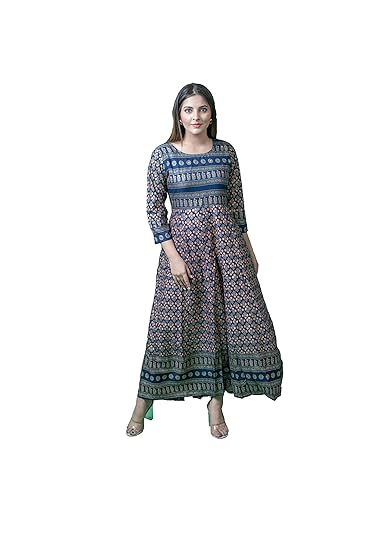 Virandavan Fabrics Kota Doria Handloom Women's Rayon Bubble Hem Kurta