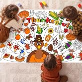 Thanksgiving Giant Coloring Poster/Tablecloth -Thanksgiving Crafts for Kids | 30 x 72 Inches Jumbo Thanksgiving Coloring Banner - Kids Crafts Activities Games Decor Thanksgiving Party Favors Decorations