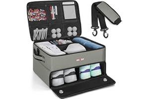 ANILD 2 Layer Golf Trunk Organizer to Store Golf Accessories,Equipped with Separate Compartment for 2 Pair Shoes,and Storage for Balls, Tees, Clothes, Gloves, Accessories